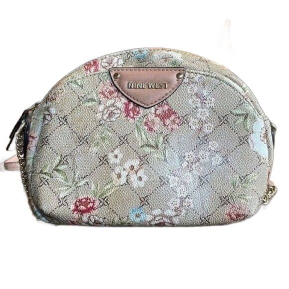 Nine West Beige, Tan & Gold Peyton Floral Mini Crossbody Bag - Picture 3 of 16